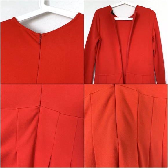 J. Crew Red Long Sleeve Pleated Ponte Dress - Picture 8 of 8